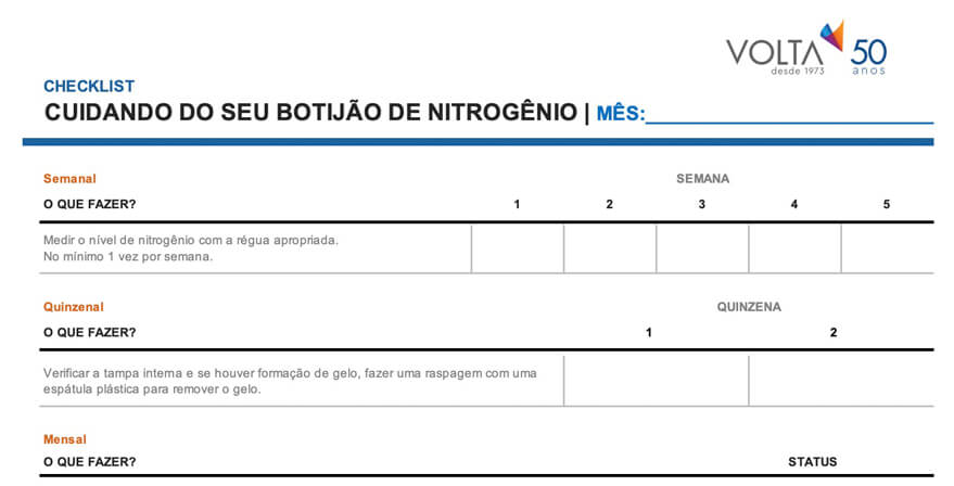 Checklist Botijão de Nitrogênio