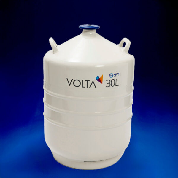 Botijão de nitrogênio líquido VOLTA 30L de alta capacidade em alumínio resistente, tecnologia MVE com baixa evaporação para armazenamento eficiente de nitrogênio líquido em aplicações profissionais